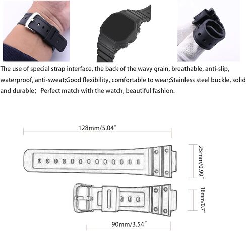 Men's Resin Watch Band Compatible with Casio 10512401 DW-5600 GWM-5610 DWE-5600 GM-5600 GW-B5600 DW-D5500 DW-5305 Outdoor Sports Rubber Watch Strap Bracelet in Saudi Arabia