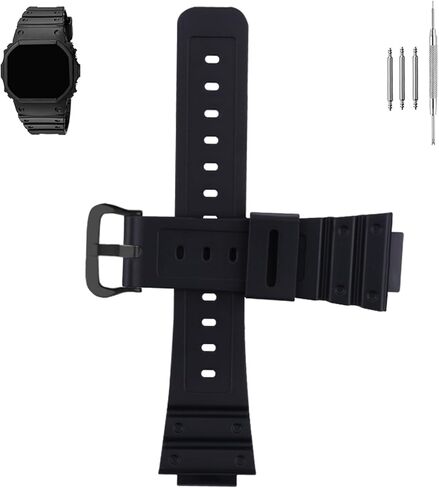 Men's Resin Watch Band Compatible with Casio 10512401 DW-5600 GWM-5610 DWE-5600 GM-5600 GW-B5600 DW-D5500 DW-5305 Outdoor Sports Rubber Watch Strap Bracelet in Saudi Arabia