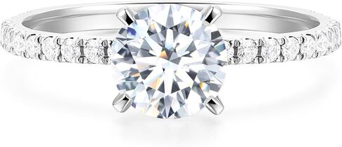 14K White Gold Moissanite Rings 14K Gold 1 Carat Round Cut Moissanite Engagement Ring 1CT 6.5mm Moissanite Rings for Women in Kuwait