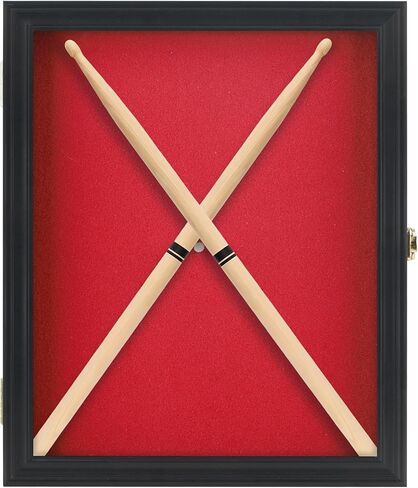 Drum Stick Display Case Shadow Box Wall Cabinet, with Door. CD22 (Black) in Kuwait