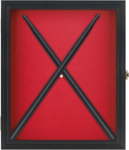 Drum Stick Display Case Shadow Box Wall Cabinet, with Door. CD22 (Black) in Kuwait