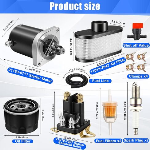 3 Pack Complete Starters Kit Compatible with 21163-0711 Starter Motor, 27010-7007 Starter Solenoid Relay, Fr691v Tune up Kit, 11013-7047 Air Filter and Mower Lawn Engine in Saudi Arabia