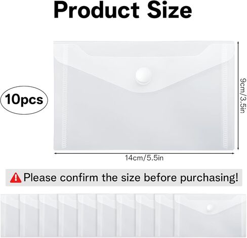 10 Pack Plastic Envelopes With Snap Closure 3 x 5 In Envelopes Stamp and Die Storage Pockets Coupon Receipt Storage Holder Waterproof Sticker Organizer Photo Storages Folders in Saudi Arabia