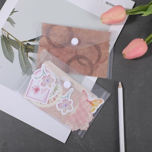 10 Pack Plastic Envelopes With Snap Closure 3 x 5 In Envelopes Stamp and Die Storage Pockets Coupon Receipt Storage Holder Waterproof Sticker Organizer Photo Storages Folders in Saudi Arabia