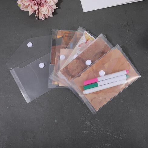 10 Pack Plastic Envelopes With Snap Closure 3 x 5 In Envelopes Stamp and Die Storage Pockets Coupon Receipt Storage Holder Waterproof Sticker Organizer Photo Storages Folders in Saudi Arabia