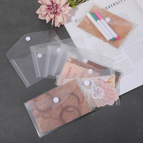 10 Pack Plastic Envelopes With Snap Closure 3 x 5 In Envelopes Stamp and Die Storage Pockets Coupon Receipt Storage Holder Waterproof Sticker Organizer Photo Storages Folders in Saudi Arabia