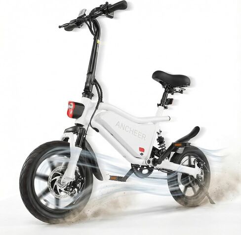 ANCHEER Folding Electric Bike for Adults, 374Wh Ebike, 20MPH Electric Bikes, 14" Foldable Electric Bicycle, UP to 45 Miles Electric Bikes, E Bike, LCD Display, Dual Suspension, UL 2849 Certification in Saudi Arabia