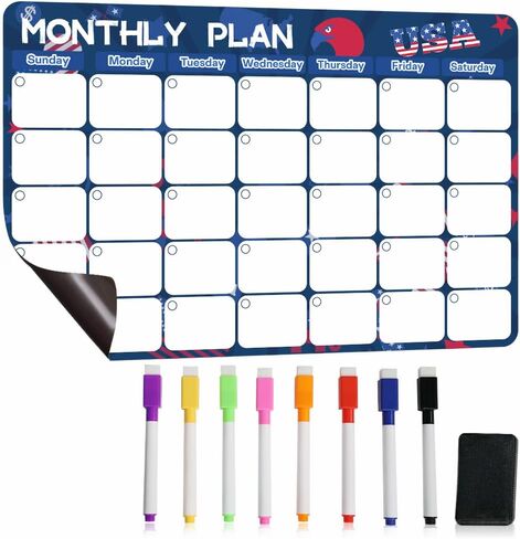 UCMD Magnetic Fridge Calendar Planner, Greenery Theme, 8 Colored Markers with Erasers (Greenery - Monthly Planner) in Saudi Arabia