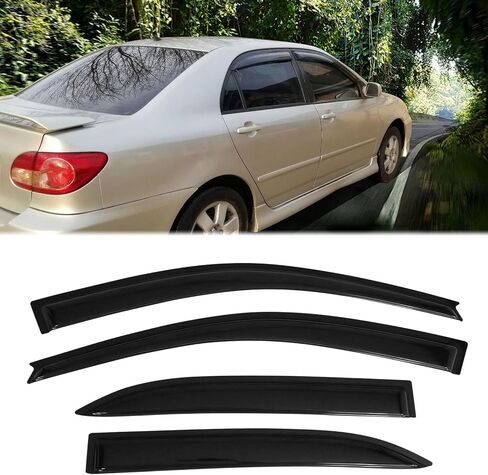 FREEMOTOR802 Tape-on Window Deflectors Compatible with 2003-2008 Toyota Corolla, Rain Guards Side Window Visors Wind Deflectors Vent Visors Slim Style Smoke Tinted Acrylic 4 Pieces in Saudi Arabia