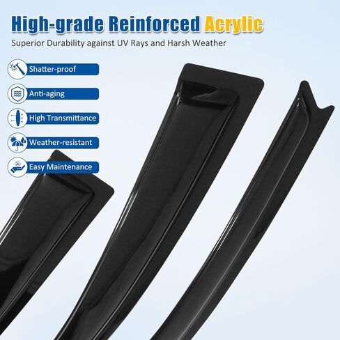 FREEMOTOR802 Tape-on Window Deflectors Compatible with 2003-2008 Toyota Corolla, Rain Guards Side Window Visors Wind Deflectors Vent Visors Slim Style Smoke Tinted Acrylic 4 Pieces in Saudi Arabia