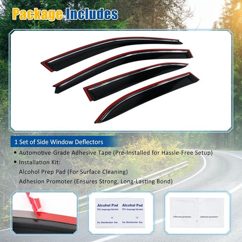 FREEMOTOR802 Tape-on Window Deflectors Compatible with 2003-2008 Toyota Corolla, Rain Guards Side Window Visors Wind Deflectors Vent Visors Slim Style Smoke Tinted Acrylic 4 Pieces in Saudi Arabia