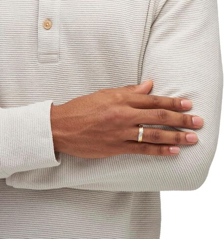 Men's Yellow Gold-Plated Sterling Silver Round Cubic Zirconia Diagonal Two Tone Wedding Band Ring in Saudi Arabia