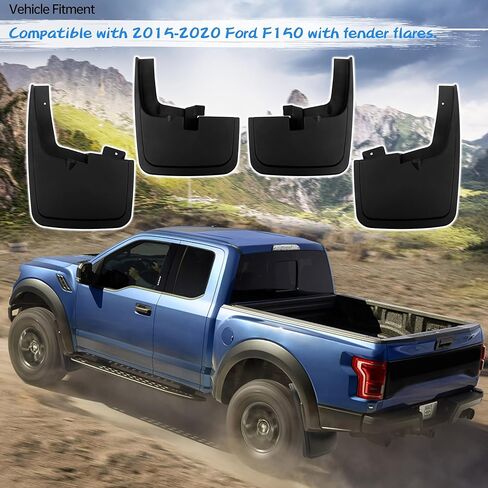 4 قطع من واقيات الطين المتوافقة مع 2015-2020 Ford F-150 مع مشاعل المصنع، أمامي وخلفي، أسود in Saudi Arabia