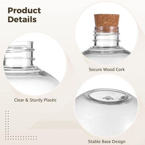 Homaisson 30 Pcs Plastic Bottles with Corks, 6.8oz/200ml Ball-Shaped Craft Vessels - Clear Spherical Containers with Funnels, Mini Potion Jars for Liquid Storage & DIY Keepsakes in Saudi Arabia