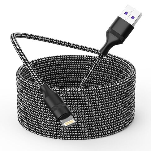 Extra Long Phone Charger Cable 5M, [ MFFi CertIified ] 16ft 90 Degree Lightnning Cable, High Fast/Data Sync Phone Charging Cable Lead for Phone 14/13/12Pro/11Max/XS/XR/8/7/SE in Saudi Arabia