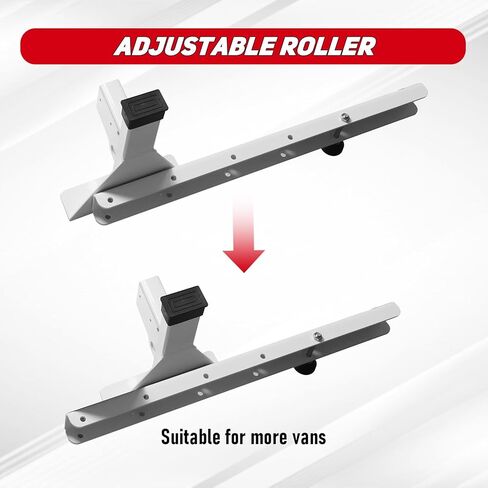 رف سقف سلم فان مقاس 54 بوصة مناسب لـ 2015-2024 فورد ترانزيت 150 250 350 رف سقف من الصلب شديد التحمل مع بكرة خلفية 3 أشرطة متقاطعة سعة 800 رطل in Kuwait