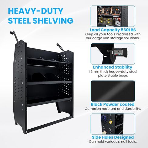 Steel Cargo Van Shelving Storage System Adjustable Height Fit for Ford Transit Connect 2014+, Ram Promaster City, Chevy City Express, NV200 32" W x 43" H x 13" D in Saudi Arabia