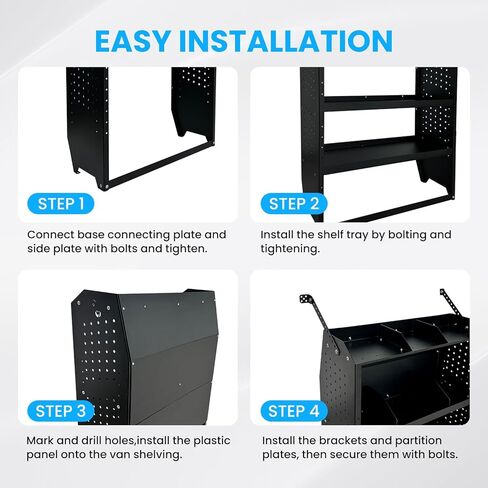 Steel Cargo Van Shelving Storage System Adjustable Height Fit for Ford Transit Connect 2014+, Ram Promaster City, Chevy City Express, NV200 32" W x 43" H x 13" D in Saudi Arabia