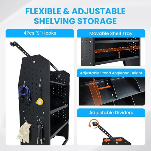 Steel Cargo Van Shelving Storage System Adjustable Height Fit for Ford Transit Connect 2014+, Ram Promaster City, Chevy City Express, NV200 32" W x 43" H x 13" D in Saudi Arabia