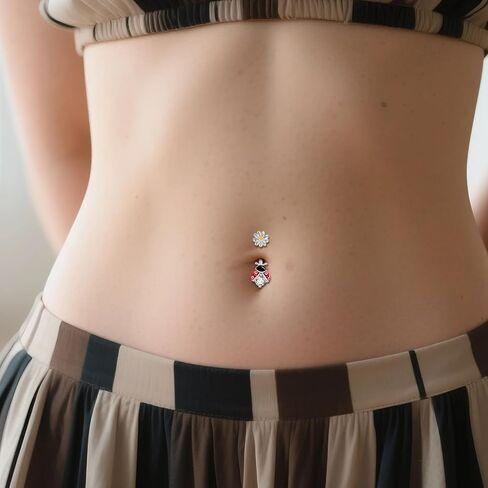 Ladybug Belly Ring Sterling Silver Daisy Belly Button Ring 16G Ladybug Piercing Jewelry Gifts for Women in Saudi Arabia