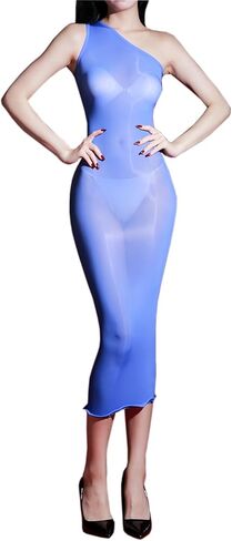 RUIBAVYA Body Stockings For Women Sexy One Piece Dress Oil Shiny Lingerie Bodysuit Long Bodycon Dress in Saudi Arabia