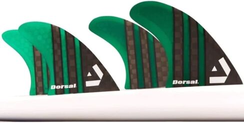DORSAL Surfboard Fins Quad 4 Set Future Compatible Green Medium Carbon Fiber with Honeycomb Hexcore in Kuwait