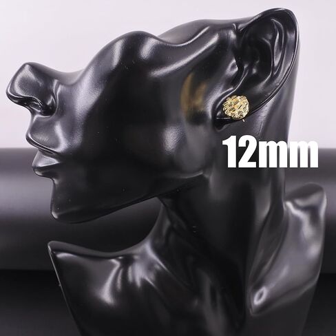 Unisex 14k Gold Plated Nugget Earrings Textured Cookie Round Shape Rough Hip Hop Studs For Man And Woman in Saudi Arabia