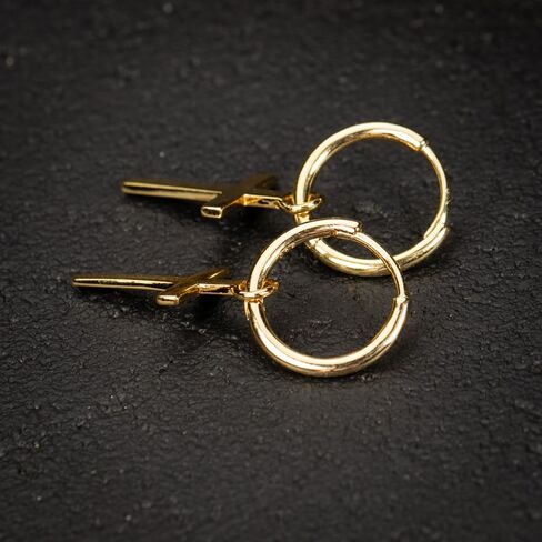 Solid Yellow Gold Plated 925 Sterling Silver Drop Dangle Cross Huggie Hoop Earrings Trendy Hypoallergenic Lightweight.15mm Huggie Hoops Dangling Cross Earrings for Men in Kuwait