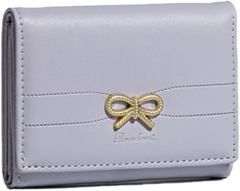 Cute Coquette Bow Genuine Leather Wallet for Women Small ID Credit Card Holder (Purple) in Saudi Arabia