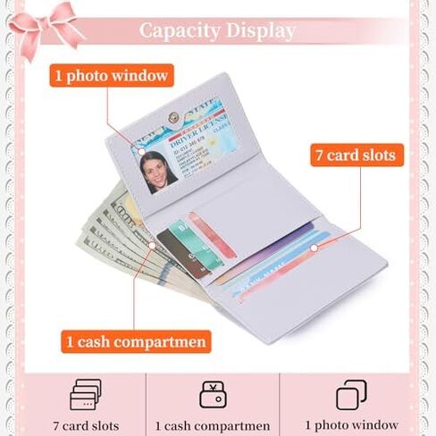 Cute Coquette Bow Genuine Leather Wallet for Women Small ID Credit Card Holder (Purple) in Saudi Arabia