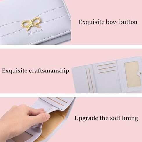 Cute Coquette Bow Genuine Leather Wallet for Women Small ID Credit Card Holder (Purple) in Saudi Arabia