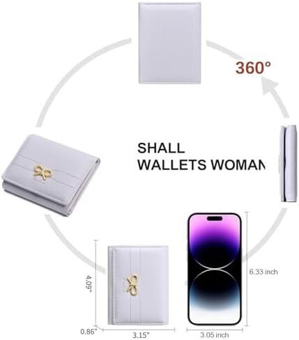 Cute Coquette Bow Genuine Leather Wallet for Women Small ID Credit Card Holder (Purple) in Saudi Arabia