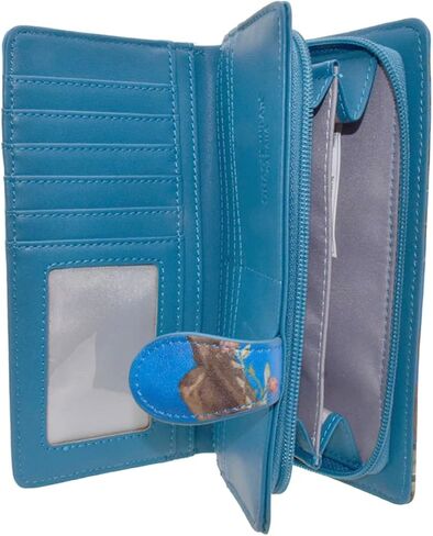 Shag Wear Fairy Forest Large Women’s Wallet, Vegan Faux Leather Bifold with Card Slots, Bill Compartments and Secure Snap Closure in Blue 7" in Saudi Arabia