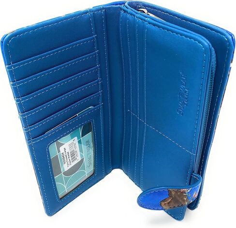 Shag Wear Fairy Forest Large Women’s Wallet, Vegan Faux Leather Bifold with Card Slots, Bill Compartments and Secure Snap Closure in Blue 7" in Saudi Arabia