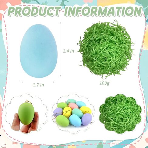 Easter Bunny Decor Set - 3 Pack Pastel Flocked Bunny(10", 13", 15"),12 Plastic Easter Eggs & Green Grass, Spring Table Centerpiece Decor for Indoor Home Party Decor in Kuwait