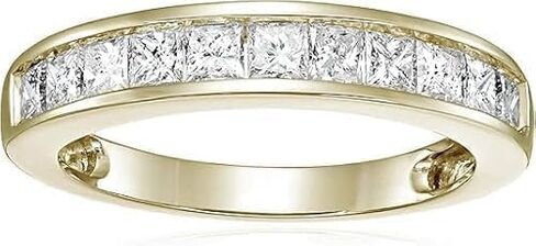Shankar Jewels 2.00Ct Princess Cut Lab Created Diamond Half Eternity Wedding Band Ring, 14K Yellow Gold Finish, 925 Sterling Silver, Channel Set in Saudi Arabia