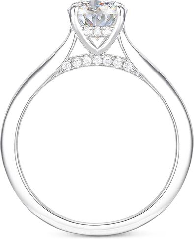 14K Gold Oval Cut Moissanite Rings 14K White Gold 2 Carat Oval Cut Moissanite Engagement Ring Hidden Halo Moissanite Rings in Kuwait