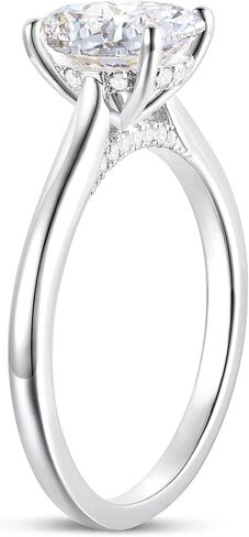 14K Gold Oval Cut Moissanite Rings 14K White Gold 2 Carat Oval Cut Moissanite Engagement Ring Hidden Halo Moissanite Rings in Kuwait