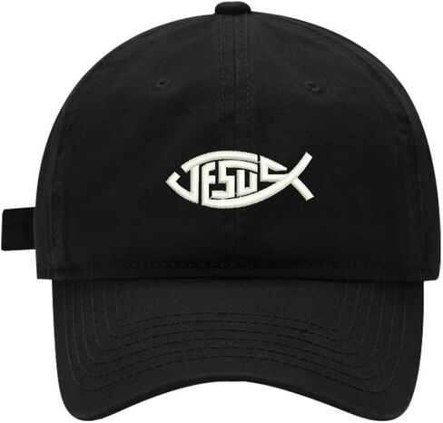 Mens Baseball Caps Jesus Christian Fish Embroidered Washed Cotton Adjustable Outdoor Dad Hats for Men in Saudi Arabia