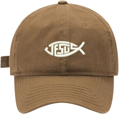 Mens Baseball Caps Jesus Christian Fish Embroidered Washed Cotton Adjustable Outdoor Dad Hats for Men in Saudi Arabia