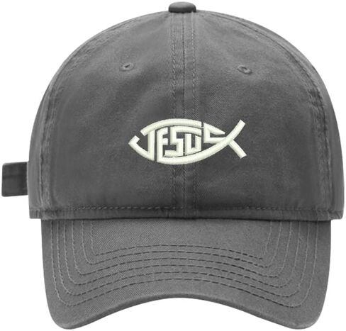 Mens Baseball Caps Jesus Christian Fish Embroidered Washed Cotton Adjustable Outdoor Dad Hats for Men in Saudi Arabia