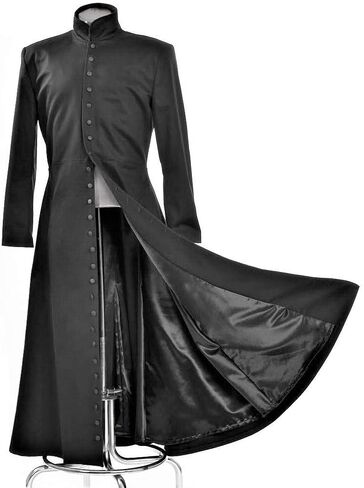 Gothic Master Black Long Trench Coat - Men's Gothic Costume - Medieval Theme - Masquerade, Birthday, Halloween & More in Saudi Arabia