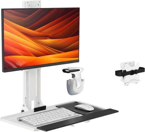 Mount Plus MED01 Medical Monitor and Keyboard Wall Mount For 17" to 32" Display with Height Adjustable Standing Keyboard Tray And Mouse Pad | Scanner Holder | Mini CPU Mount in Saudi Arabia