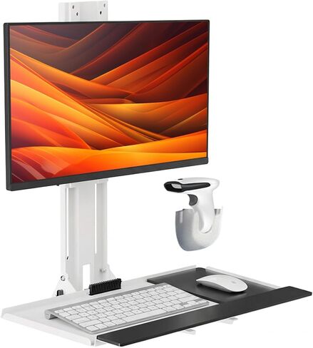 Mount Plus MED01 Medical Monitor and Keyboard Wall Mount For 17" to 32" Display with Height Adjustable Standing Keyboard Tray And Mouse Pad | Scanner Holder | Mini CPU Mount in Saudi Arabia