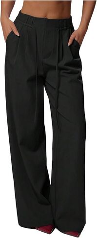 GORGLITTER Women's Low Rise Dress Pants Trousers Slacks Dressy Wide Leg Business Casual Work Straight Bottoms Pants in Saudi Arabia