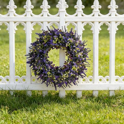 Summer Spring Wreaths for Front Door Romance Lavender Wreath,15 Inch Artificial Greenery Outdoor Wreath for Door, Entryway Farmhouse Porch, Home Wall Window Party and Wedding Decorations All Season in Saudi Arabia