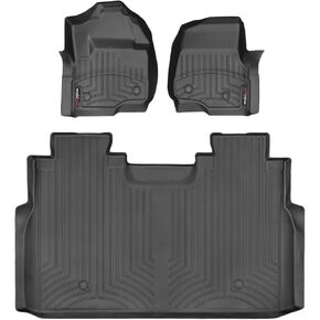 بطانات أرضية مخصصة من WeatherTech لسيارة Ford Super Duty، Super Duty، Super Duty - الصف الأول والثاني (4410511V-4410125V)، أسود in Kuwait