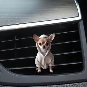 Cartoon Chihuahua Hoodie 2D Acrylic Car Air Vent Freshener – Solid Scented Decoration for AC Vents, Cute Dog Hoodie Design, Long-Lasting Fragrance, Fun Car Accessory in Kuwait