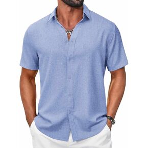 COOFANDY Mens Casual Button Down Shirt Short Sleeve Summer Shirt for Beach Vacation Resort Wear in Saudi Arabia