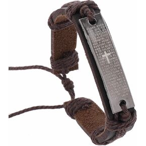 أساور جلدية من آية الكتاب المقدس - سوار مصنوع يدويًا من الكتاب المقدس المسيحي للرجال مع رسائل ملهمة in Kuwait